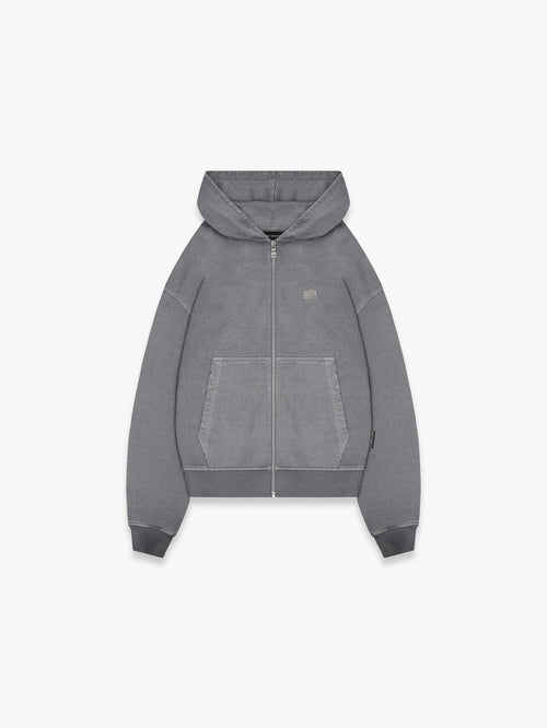 SIGNE ZIP-HOODIE - WASHED GREY