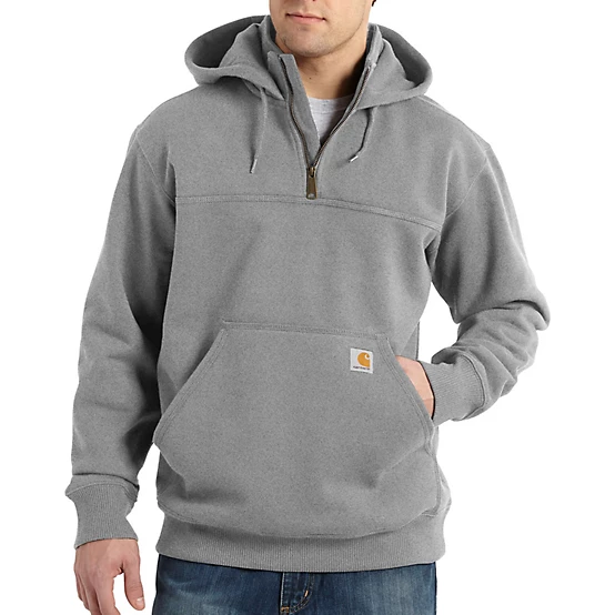 Carhartt Men's Rain Defender Quarter-Zip Mock Hoodie Gray