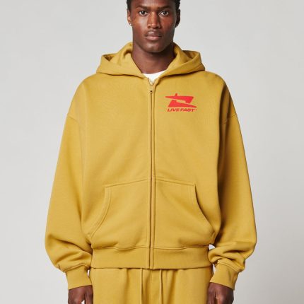 Live Fast Sweatsuit Jacket Yellow