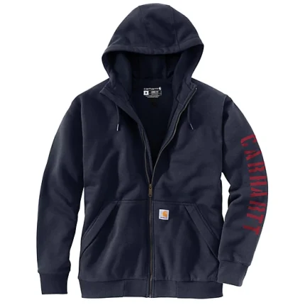 Rain Defender Loose Fit Fleece-Lined Logo Hoodie Navy