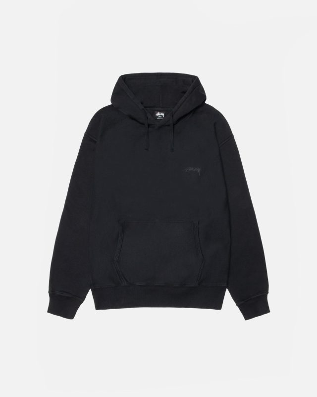 SMOOTH STOCK HOODIE PIGMENT DYED BALCK