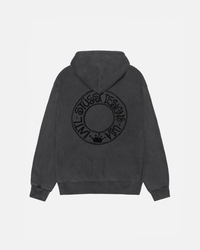 BUANA ZIP HOODIE PIGMENT DYED BLACK