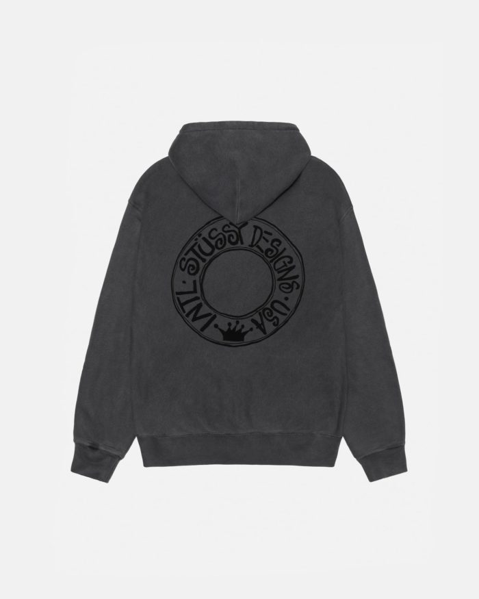 BUANA ZIP HOODIE PIGMENT DYED BLACK