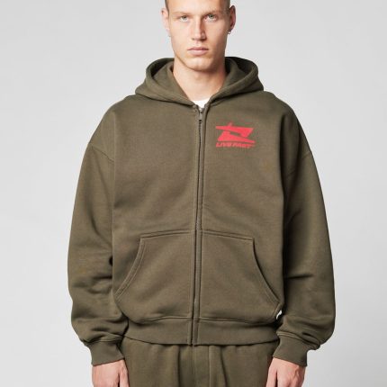 Live Fast Sweatsuit Jacket Olive