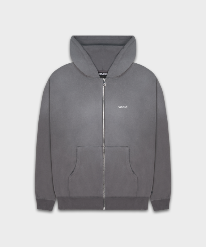 Damaged Zip-Hoodie Sprayed Grey