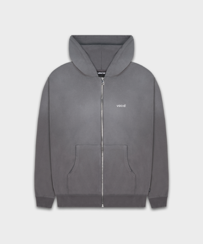 Damaged Zip-Hoodie Sprayed Grey