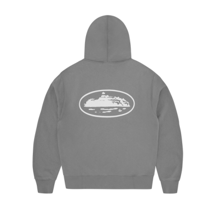 ISLAND PUFF PRINT ZIP HOODIE GULLY GREY