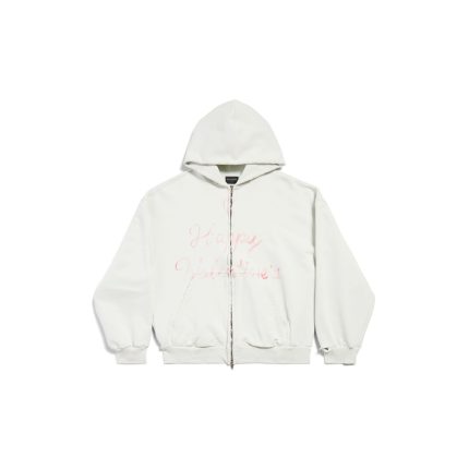 Women's Lipstick Valentines Zip-up Hoodie Regular Fit in White