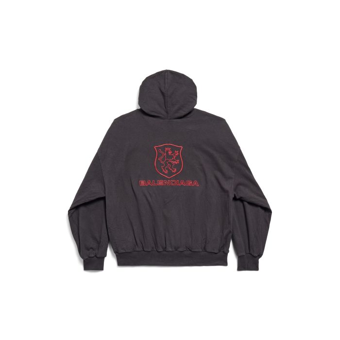 Men's Lion Club Lined Hoodie Regular Fit in Black/red