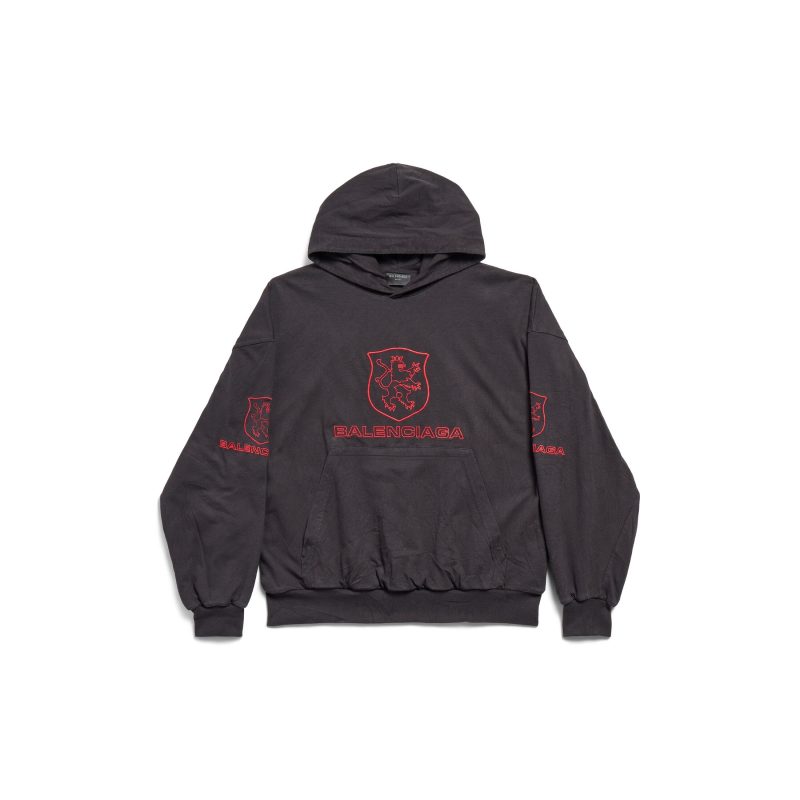 Men's Lion Club Lined Hoodie Regular Fit in Black/red