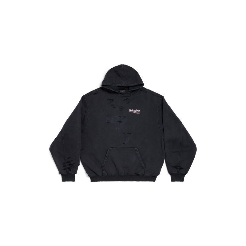 Men's Political Campaign Layered Hoodie in Black