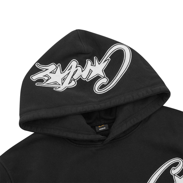 SATIN C STAR APPLIQUÉ HOODIE BLACK