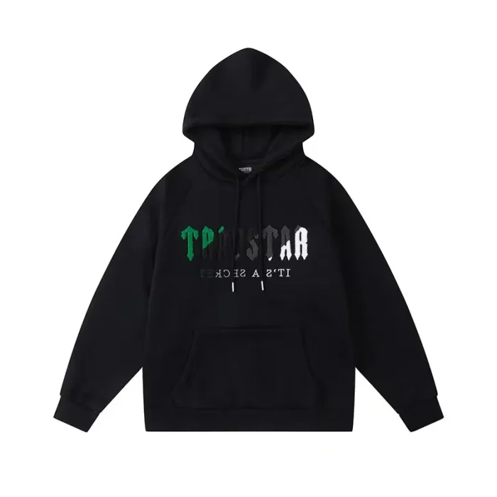 Trapstar It’s A Secret Green/gray Logo Black Hoodie